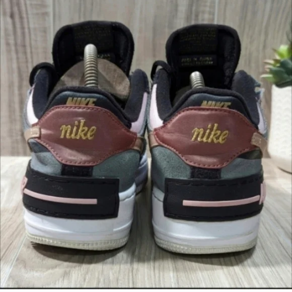 Women's NIKE Air Force 1 "SHADOW" Size 8.5 Black Leather Low Top Sneakers - Picture 10 of 12